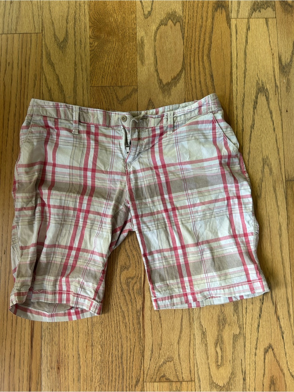 Lacost Plaid Cotton Shorts - Pink and Tan